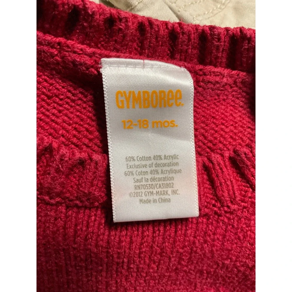 Gymboree Sweater Kids 12-18 Months Red Saint Bernard Winter Holiday Pullover
